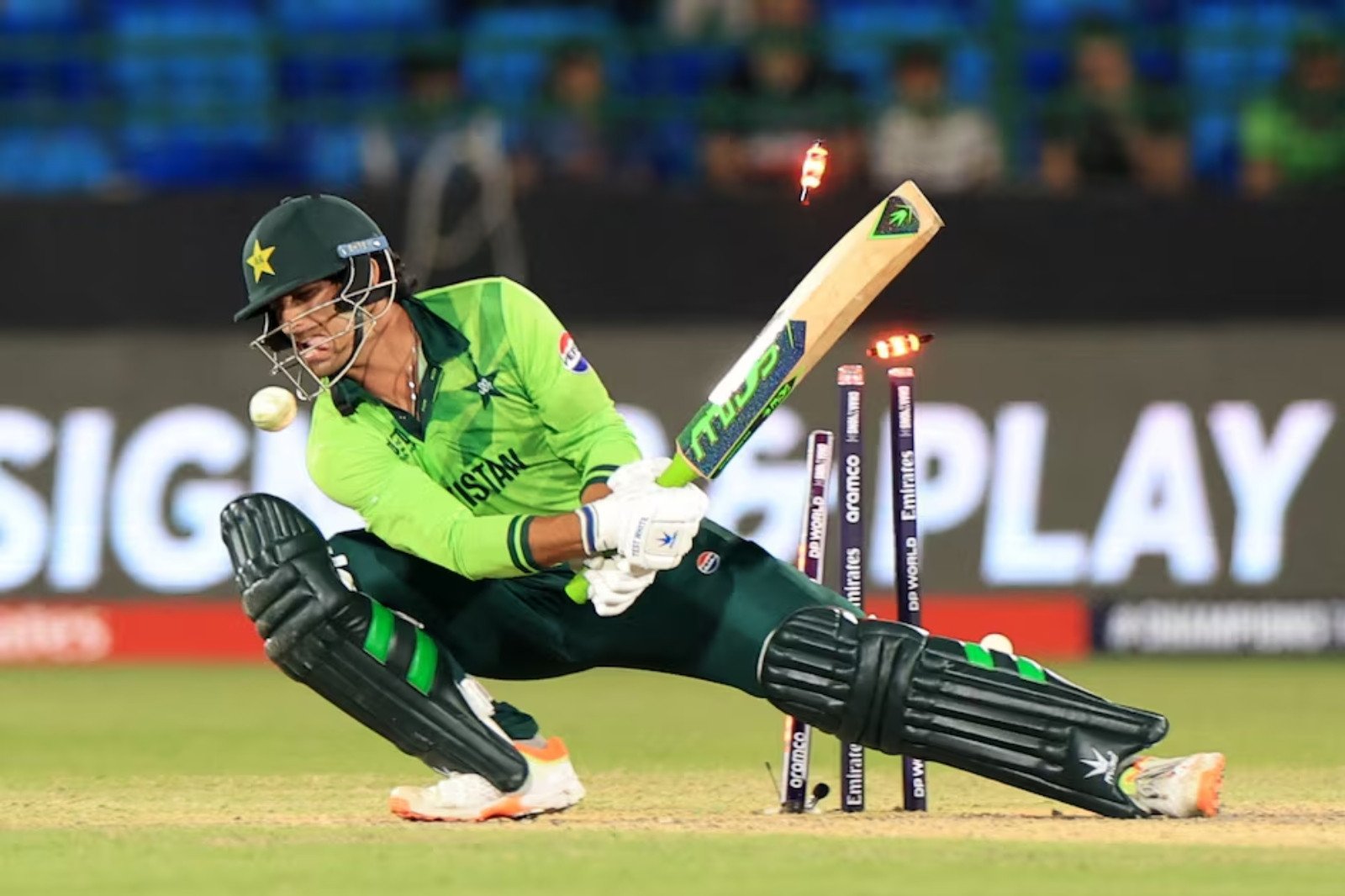 pakistan s naseem shah is bowled out by new zealand s matt henry photo reuters