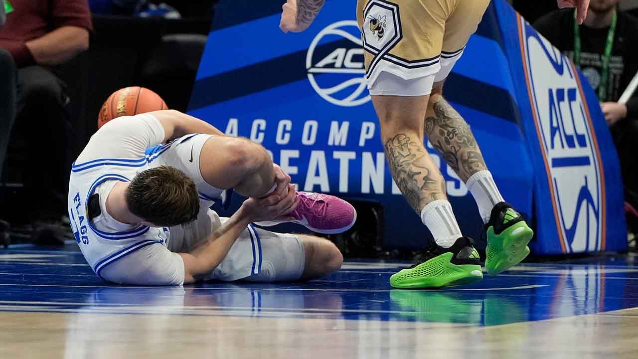 Duke star Cooper Flagg leaves ACC tournament in wheelchair after suffering injury in win over Georgia Tech