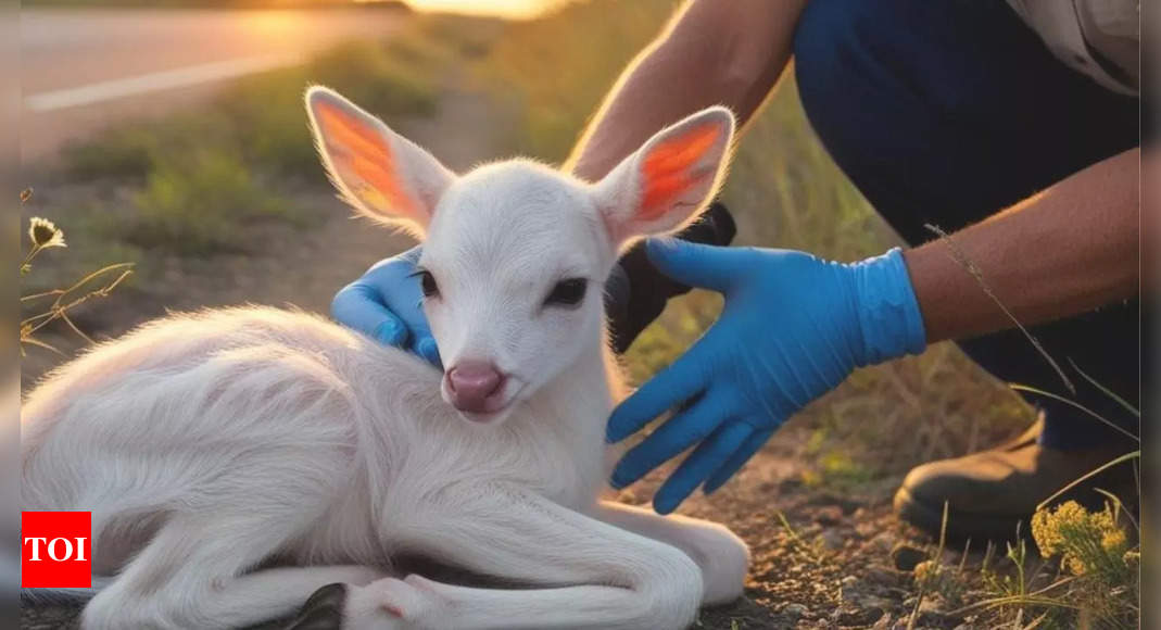 How a roadside discovery led to the rescue of a rare albino fawn in Texas | - The Times of India