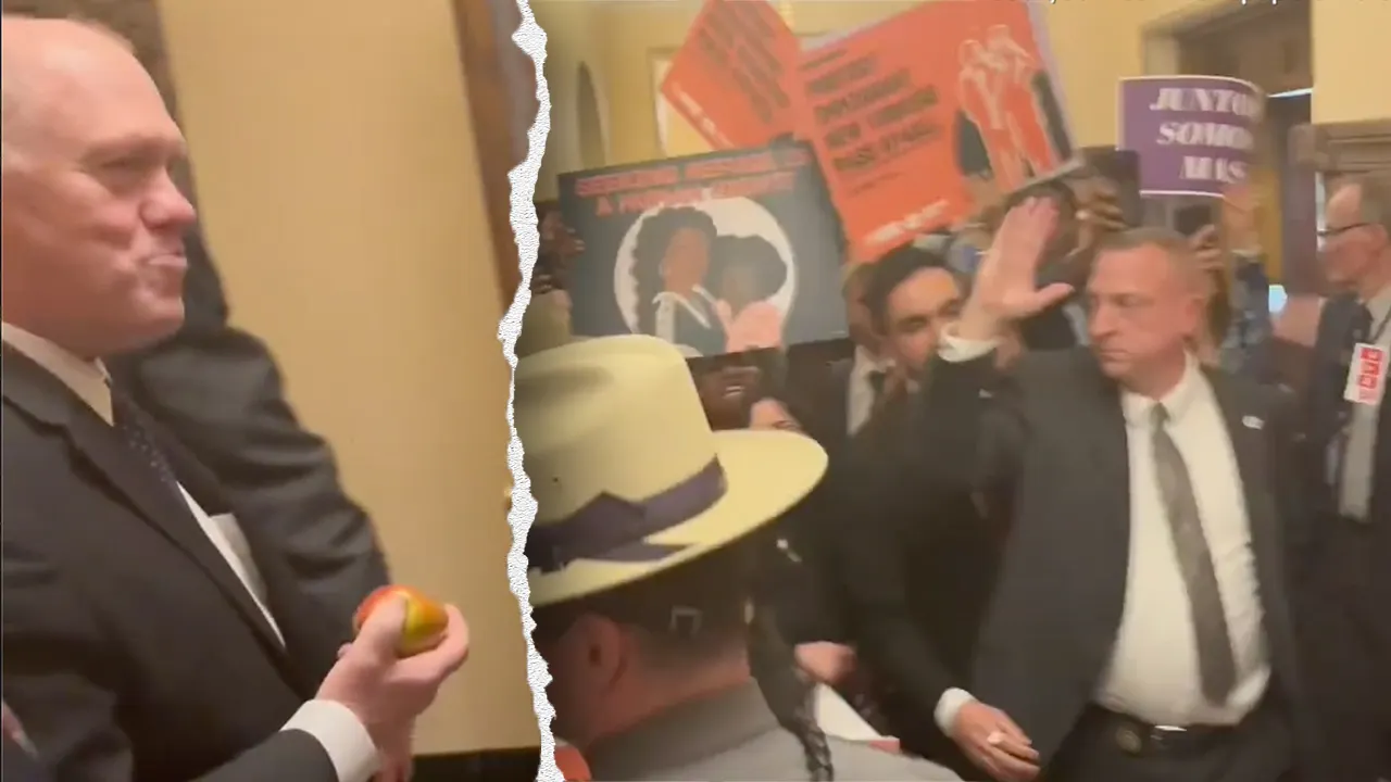 'ICE' cold Tom Homan calmly eats apple in face of enraged pro-illegal immigration protesters