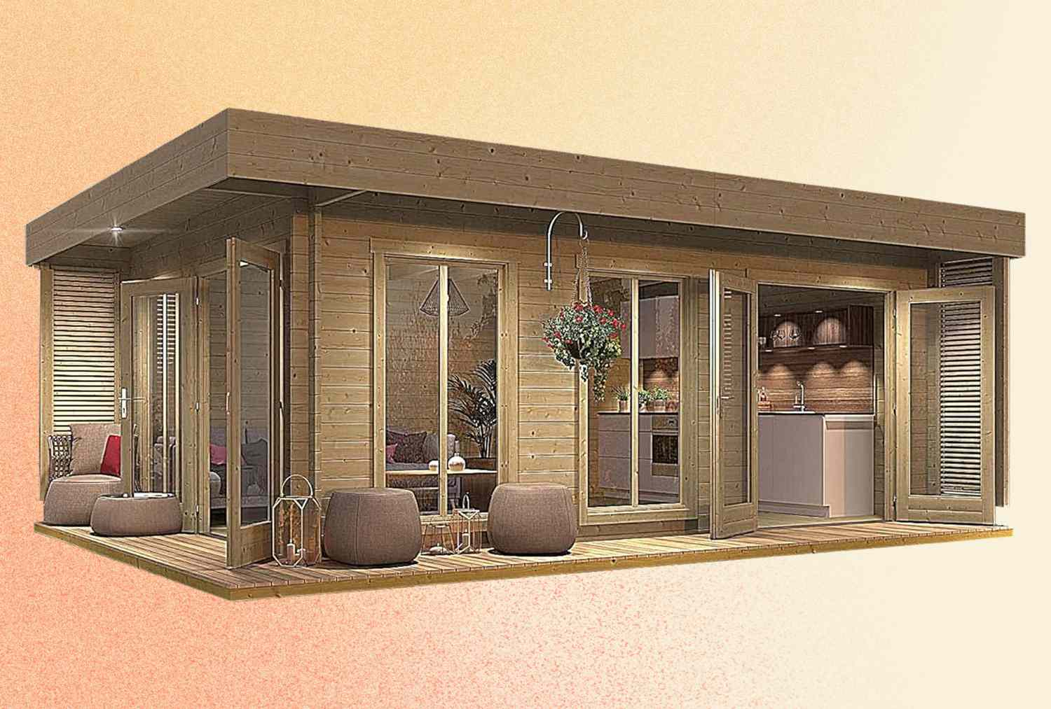 This Amazon Tiny Home Looks Like a Resort-Style Cabin With Its Floor-to-Ceiling Windows and Covered Patio