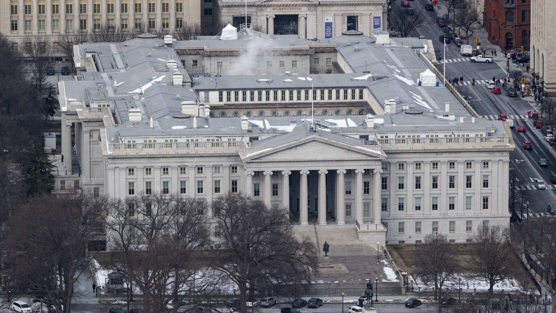 U.S. budget deficit surged in February, passing $1 trillion for new year-to-date record